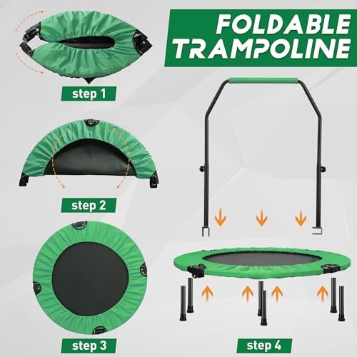 HYD-Parts 48" Mini Trampoline for Adults and Kids | Adjustable Bar | Indoor Fitness Trampoline | Max Load 440lbs HYD-Par
