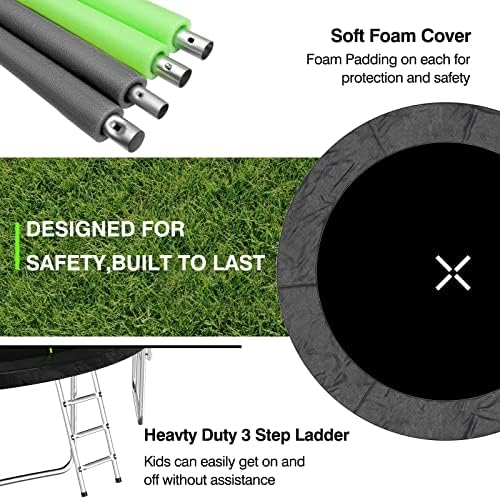 AOTOB Heavy Duty Trampoline with Safety Net and Hoop for Kids and Adults Outdoor Jumping