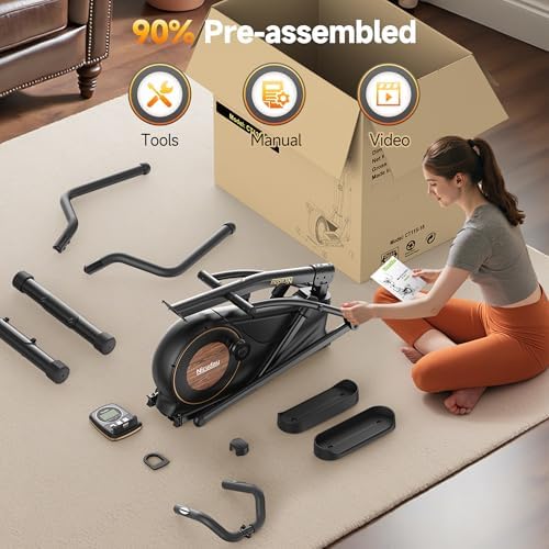 Niceday Elliptical Exercise Machine for Home Workout, Magnetic Elliptical Trainer with Kinomap APP Support, 19IN Stride,