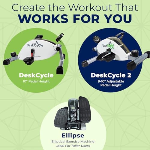 DeskCycle Ellipse Leg Exerciser - Under Desk Elliptical Machine - Compact Equipment for Office Workers - Desk Exercise W
