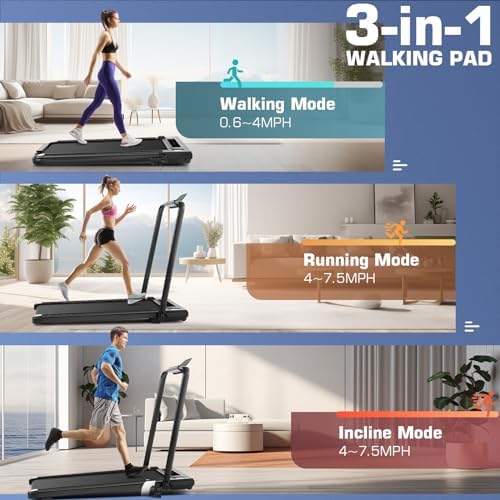 ANCHEER Quiet Portable Desk Treadmill for Home Gym, |0HP 12% Incline Walking Treadmill with LED Screen and Handles ANCHE