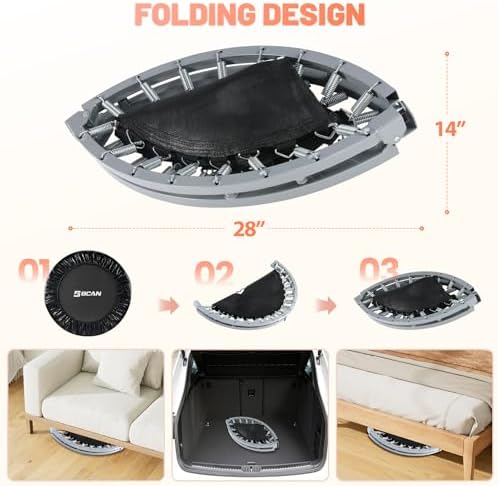 BCAN Mini Trampoline for Adults Indoor Workout with Safety Pad, Rebounder Exercise Trampoline, Max Load 300lbs BCAN Fo