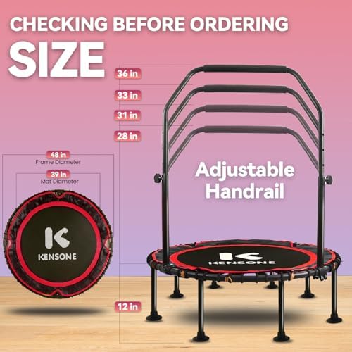 450/550 Lbs Quiet Indoor Mini Trampoline for Adults | Fitness Gym Workout | 40/48" Foldable Rebounder Trampoline with Bu