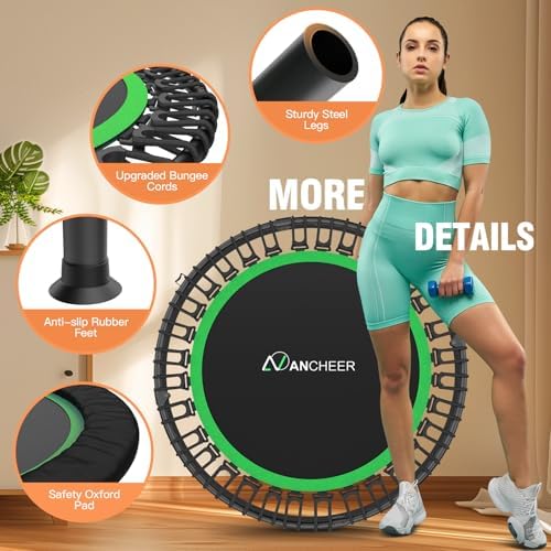 ANCHEER 40"/48" Foldable Mini Trampoline for Home Exercise and Fitness | Indoor Trampoline with Resistance Bands and 4