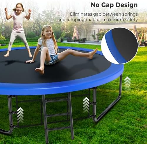 Lyromix 12 14 15 16FT Outdoor Trampolines for Kids and Adults | Lyromix Pumpkin Trampolin with Curved Poles for Kids an