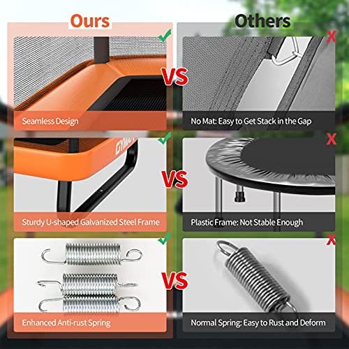 GYMAX Kids Trampoline 6FT Swing Enclosure Safety Net ASTM Approved Indoor Outdoor Birthday Gift