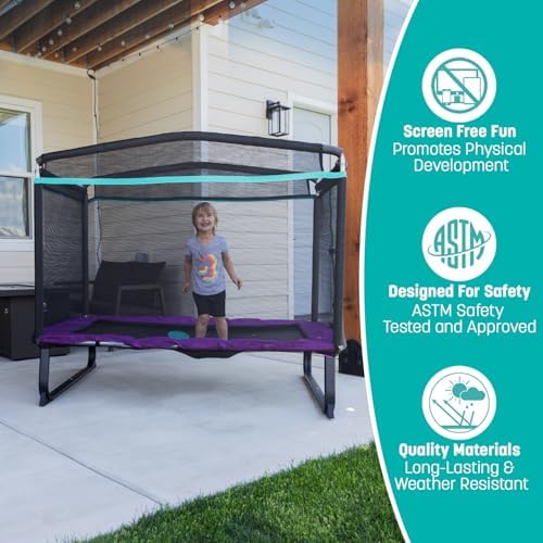 Skywalker 6x4FT Kids Mini Trampoline - Durable Steel Frame for Toddlers & Kids | Skywalker 6x4FT Kids Mini Trampoline -