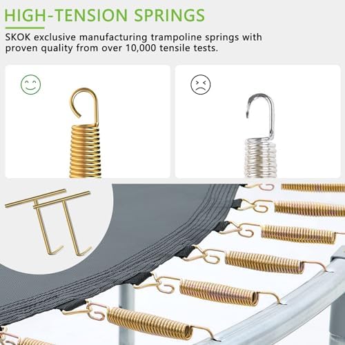 SKOK 8FT Trampolines for Kids and Adults - 400LBS Outdoor Green Trampoline - ASTM Approved - ASTM Approved Trampoline fo