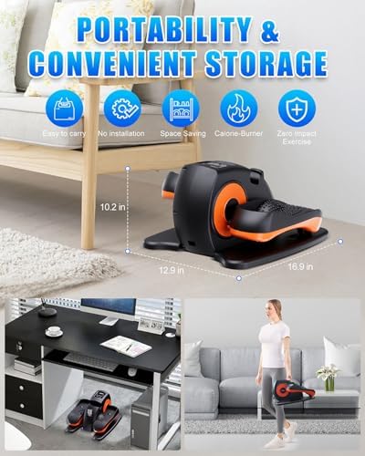 Electric Under Desk Elliptical Machine for Seniors with Remote Control Portable Quiet Seated Pedal Exerciser for Senio