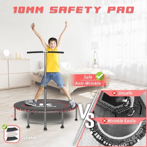 Low-Impact Rebounder Trampoline for Adults with Bungee, 450/550LBS | Quiet Mini Exercise Trampoline with Adjustable U/T