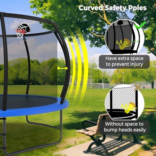 Lyromix 12 14 15 16FT Outdoor Trampolines for Kids and Adults | Lyromix Pumpkin Trampolin with Curved Poles for Kids an