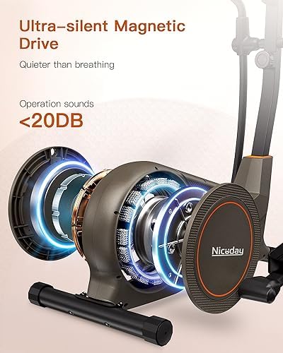 Niceday Elliptical Exercise Machine for Home Workout, Magnetic Elliptical Trainer with Kinomap APP Support, 19IN Stride,