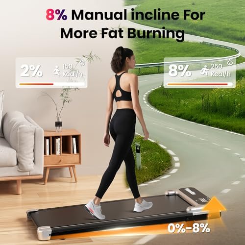 Under Desk Treadmill with Incline and Remote Control | Low Noise |5HP Walking Pad for Home Office | Portable Walking Pa