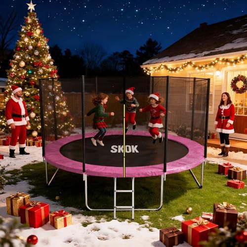 SKOK Kids Outdoor Trampoline, 400LBS ASTM Approved Net Trampoline, Kid Friendly, Outdoor Play, Durable and Safe, 12ft Di
