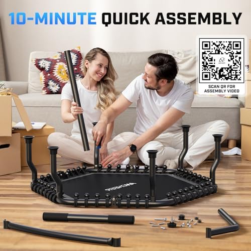 ANCHEER Trampoline for Adult, Indoor Outdoor Mini Trampoline, 550LBS_fitness_trampoline_with_Bungee