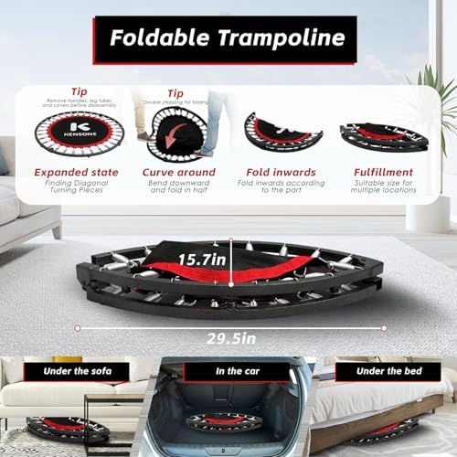 Kenson Mini Foldable Trampoline for Kids and Adults Indoor Use | Kenson Indoor Trampoline 40"/48" Foldable Rebounder fo