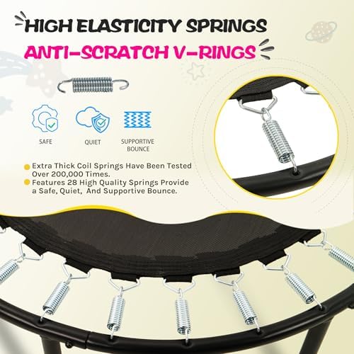 SkyBound Kids Trampoline Indoor 36 Inch - Kids Trampoline with Handle - |0mm Steel Pipe Mini Trampoline for Toddlers and