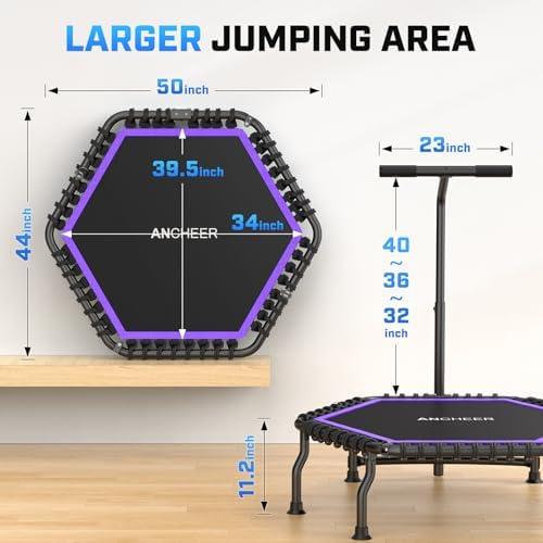 ANCHEER Trampoline for Adult, Indoor Outdoor Mini Trampoline, 550LBS_fitness_trampoline_with_Bungee