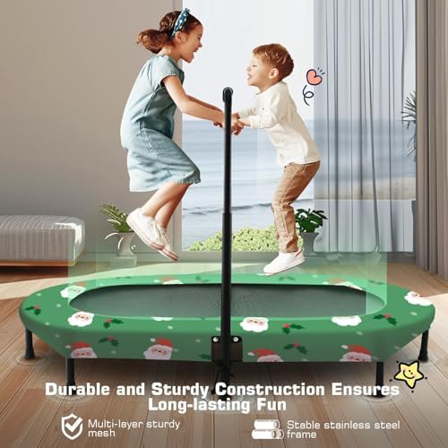 ANCHEER Kids Trampoline, Indoor Outdoor Jumping for Kids, 56" Diameter, 220LBS Capacity, Foldable, Adjustable Safety Han