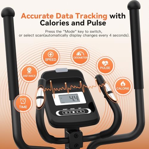 ANCHEER Quiet Elliptical Machine for Home Workout with 14 Resistance Levels and Pulse Rate Monitor | ANCHEER Elliptical