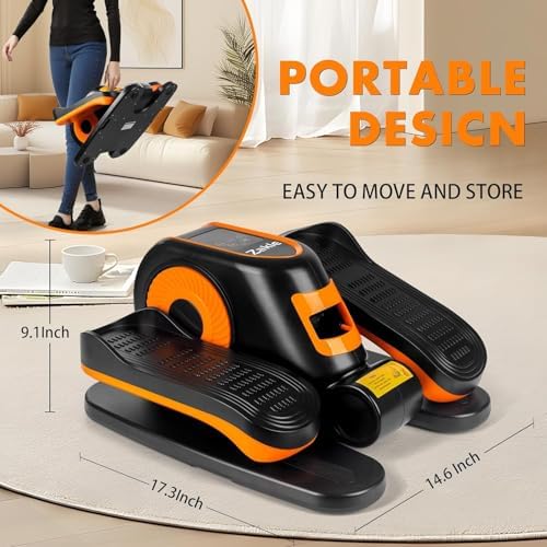 Zakle Electric Elliptical Machine for Home Office Users, Quiet Seated Pedal Exerciser with Remote Control and 12 Speed L