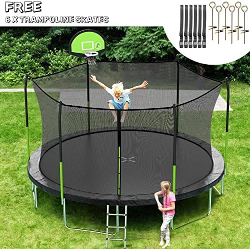 AOTOB Heavy Duty Trampoline with Safety Net and Hoop for Kids and Adults Outdoor Jumping