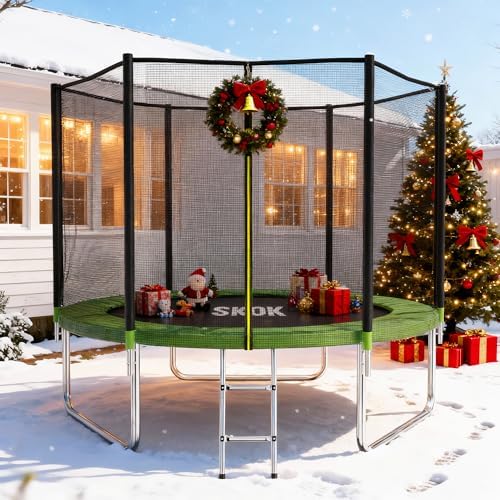 SKOK 8FT Trampolines for Kids and Adults - 400LBS Outdoor Green Trampoline - ASTM Approved - ASTM Approved Trampoline fo