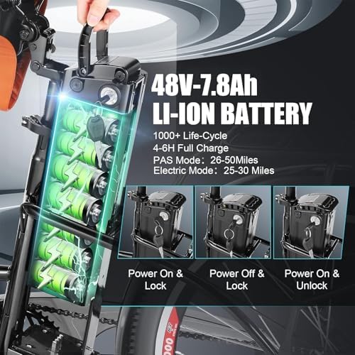 ANCHEER 26'' Electric Bike for Adults, Peak 750W, Up to 50 Miles Step Through Commuter Ebike | ANCHEER 48V/374Wh Batter