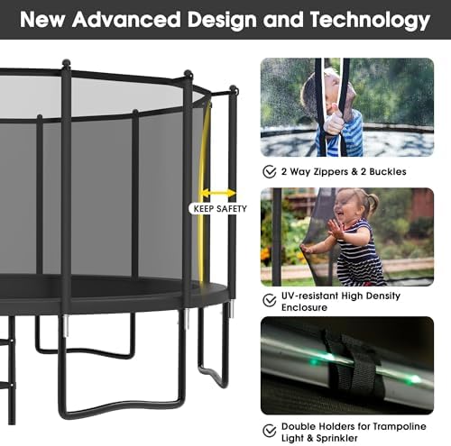 YORIN 16FT Tranpoline Outdoor with Basketball Hoop & Net YORIN 1500 LBS Tranpoline ASTM Approved for Kids and Adults YOR