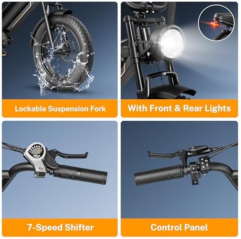 Electric Bike for Adults, 2000W/1500W Peak Motor, All Terrain Ebike Electric Bike for Adults, 20"/16" Fat Tire Ebike,