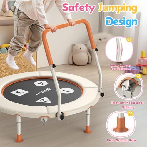 BCAN 36" Toddler Trampoline for Kids Ages 1-6: Safe, Foldable & Adjustable, Indoor & Garden Use, Gift for Boys and Girls