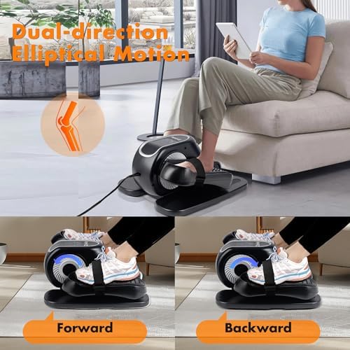 Zakle Electric Elliptical Machine for Home Office Users, Quiet Seated Pedal Exerciser with Remote Control and 12 Speed L