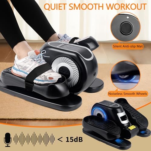 Zakle Electric Elliptical Machine for Home Office Users, Quiet Seated Pedal Exerciser with Remote Control and 12 Speed L