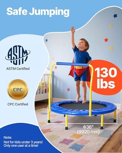 VEVOR 3FT Foldable Trampoline for Toddlers Outdoor Birthday Gift