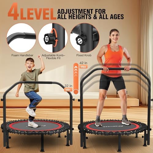 ANCHEER Bungee Rebounder Trampoline - Fitness & Cardio Workout, Home Use, Safe for 450-550LBS, 40/48" Foldable, 4 Level