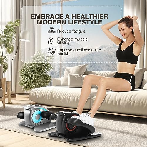 ANCHEER Quiet Elliptical Machine for Seniors and Office Workers - Low-Impact Pedal Exercise at Desk, Smart LCD Display,