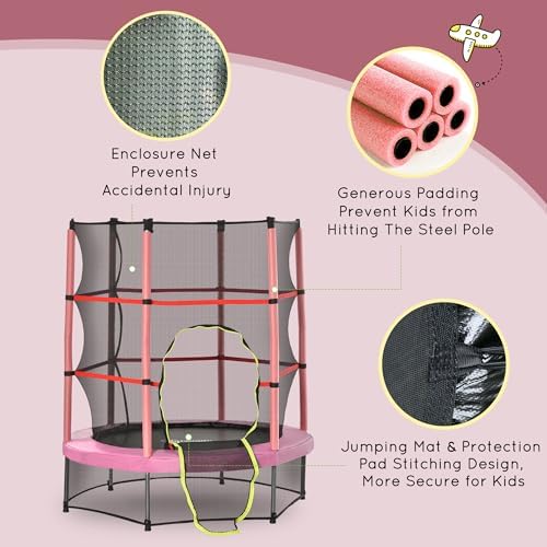 Outsons 5FT Trampoline for Kids | 55" Mini Indoor Outdoor Toddnginele Trampoline Toy | Springless Design Safety Trampol