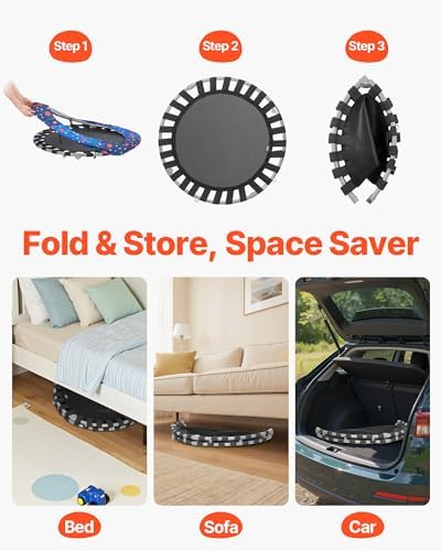 VEVOR 3FT Foldable Trampoline for Toddlers Outdoor Birthday Gift