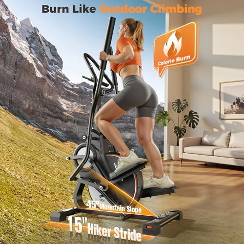 YOSUDA 3-in-1 Elliptical Exercise Machine for Home Workouts | YOSUDA Elliptical Machine with 45° Incline and 15.5 in St