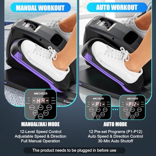 ANCHEER Quiet Elliptical Machine for Seniors and Office Workers - Low-Impact Pedal Exercise at Desk, Smart LCD Display,