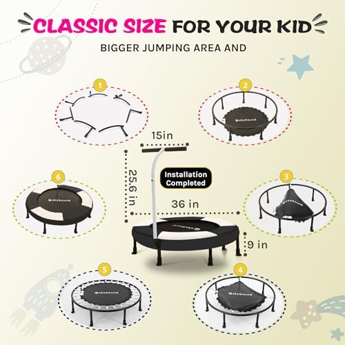 SkyBound Kids Trampoline Indoor 36 Inch - Kids Trampoline with Handle - |0mm Steel Pipe Mini Trampoline for Toddlers and