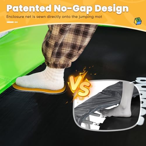 Zupapa 4X6FT Rectangle Trampoline with Hammock Chair for Toddlers Ages 3-6 Indoors Outdoors, Basketball Hoop Safety Net