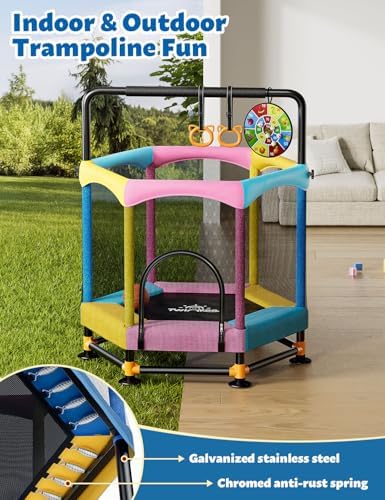 **Twinkoo 60" Anti-Rollover Toddler Trampoline for Kids - Outdoor & Indoor Use** | **Twinkoo 5FT Toddler Trampoline wit