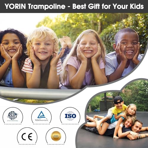 YORIN 16FT Tranpoline Outdoor with Basketball Hoop & Net YORIN 1500 LBS Tranpoline ASTM Approved for Kids and Adults YOR