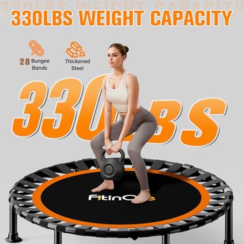 48" Foldable Mini Trampoline for Adults and Kids | Durable Bungee Band | 330lbs Load Capacity | Portable Exercise Reboun