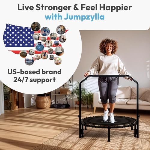 JUMPZYLLA Fitness Rebounder Trampoline for Adults - Indoor/Outdoor Exercise | JUMPZYLLA Mini Trampoline for Adults - Ba