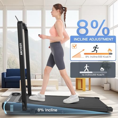 ANCHEER Under Desk Treadmill with Incline and Handle Bar for Home Office | ANCHEER 4 in 1 Folding Treadmill with LED Di