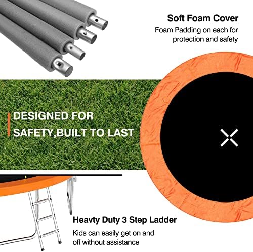 AOTOB Heavy Duty Trampoline with Safety Net and Hoop for Kids and Adults Outdoor Jumping