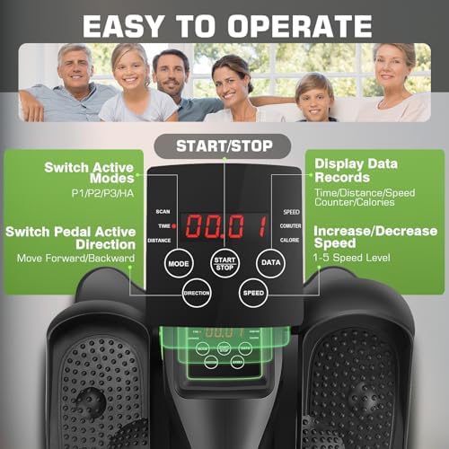 ANCHEER Quiet Elliptical Machine for Seniors and Office Workers - Low-Impact Pedal Exercise at Desk, Smart LCD Display,