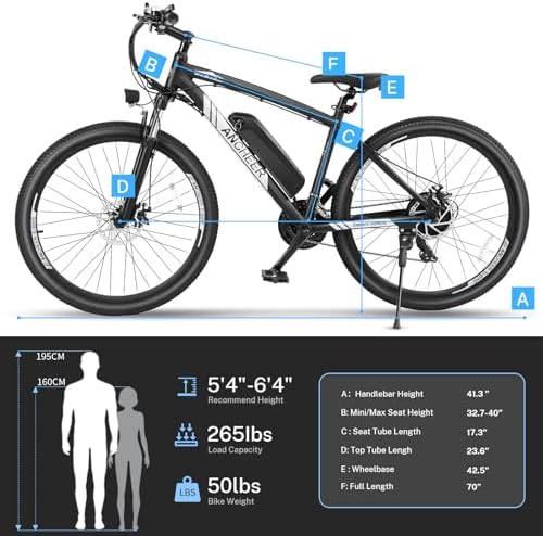 ANCHEER 750W Electric Bike for Adults, 60 Miles Ride, Fast Charge, 27.5'' Hummer Electric Mountain Bike with LCD Display